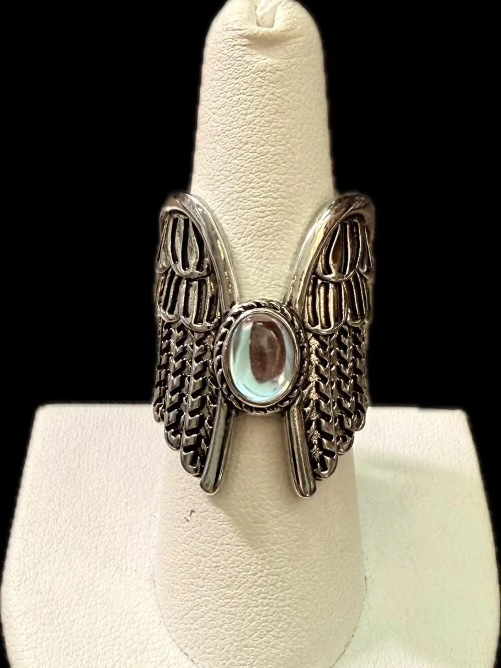 Angel Wings Moonstone Ring Sterling Silver